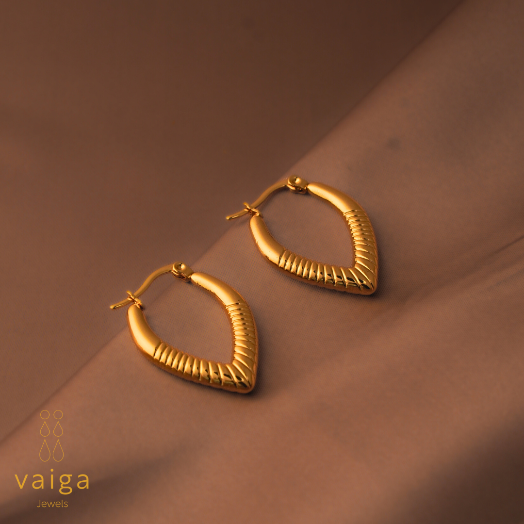 Textured V-Shaped Hoop Earrings
