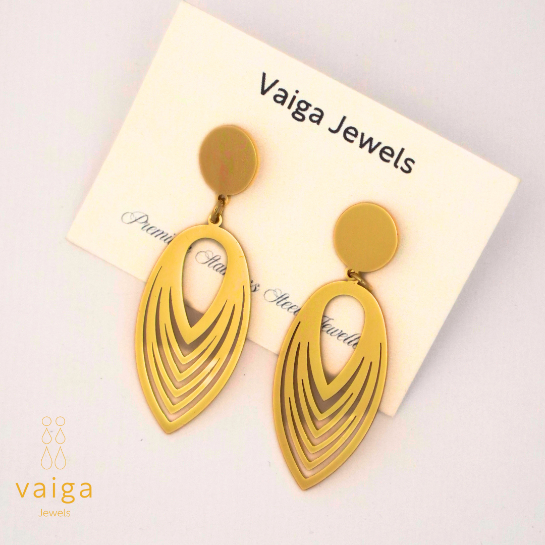 Gold Plated Leaf Drop Earrings – Lightweight Edition