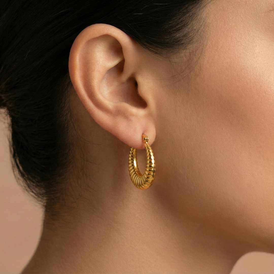 Crescent Textured Hoop Earrings