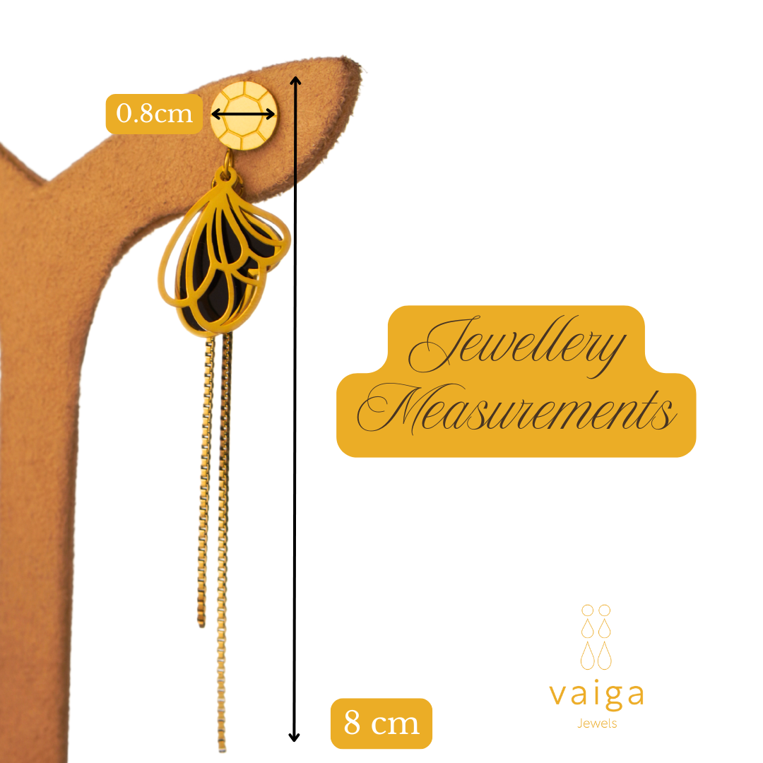 Gold Plated Butterfly Wing Dangle Earrings – Elegant Long Chain Drop Earrings for Women
