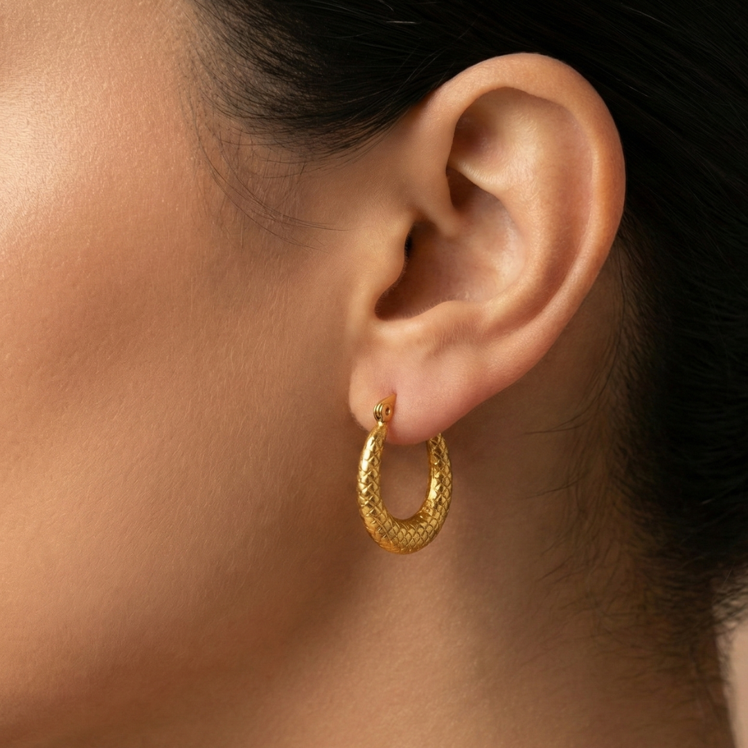 Textured Oval Hoop Earrings