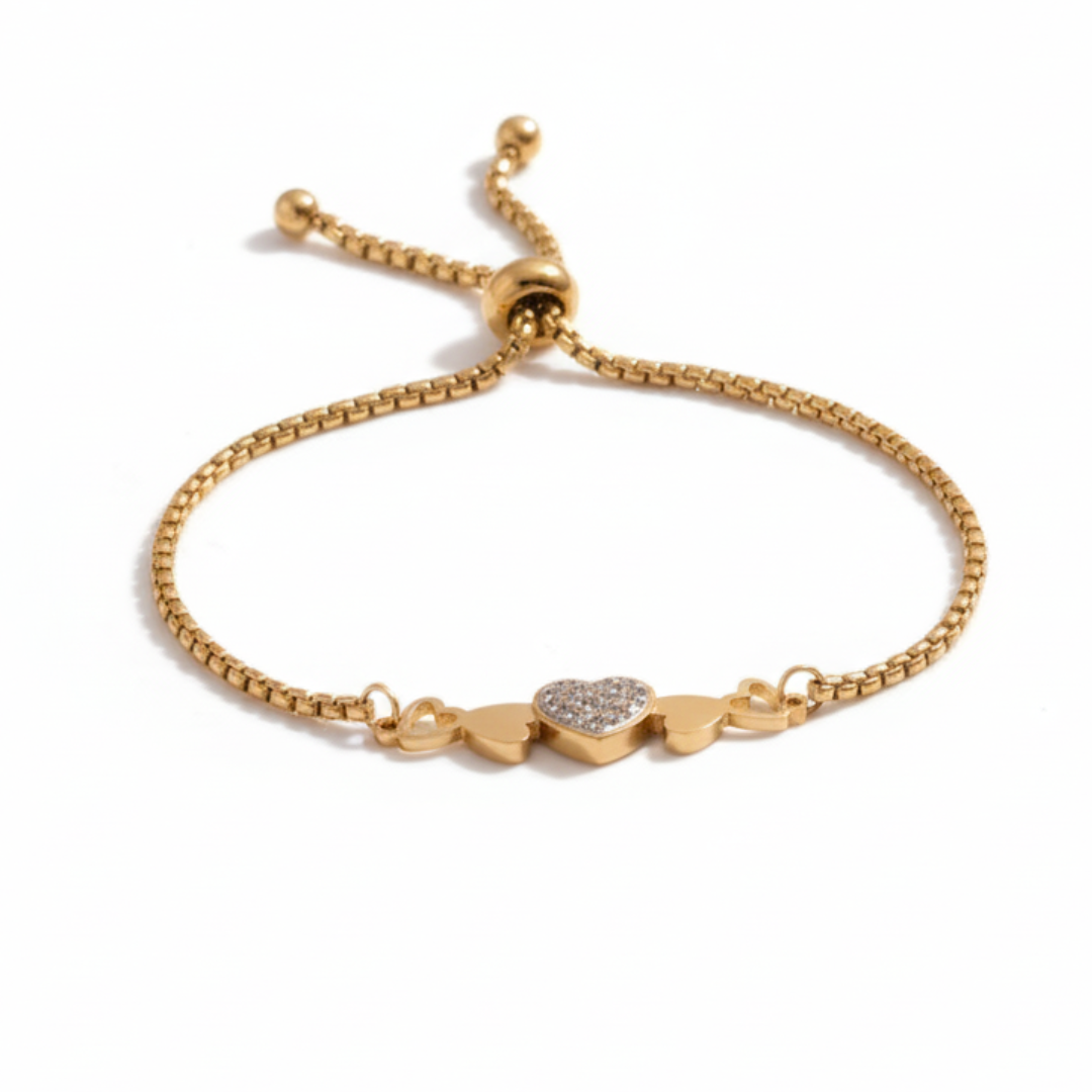 Gold Heart Slider Bracelet