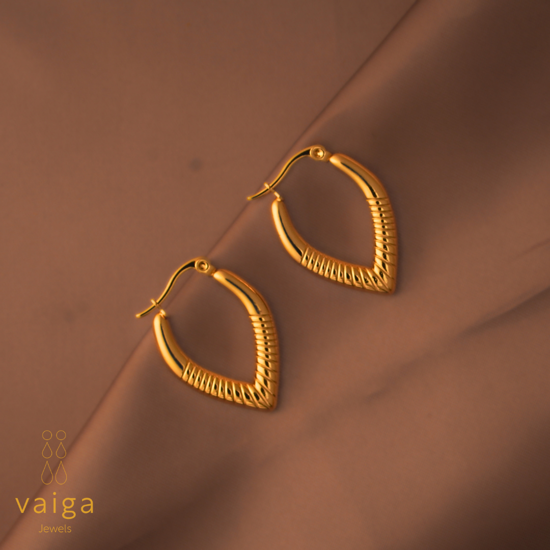 Textured V-Shaped Hoop Earrings