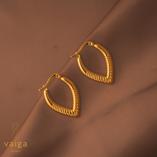 Textured V-Shaped Hoop Earrings