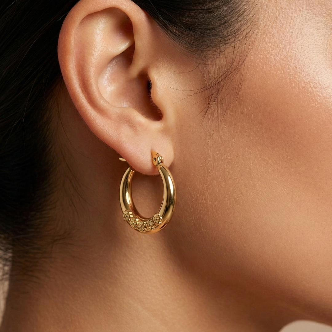 Golden Bloom Hoop Earrings