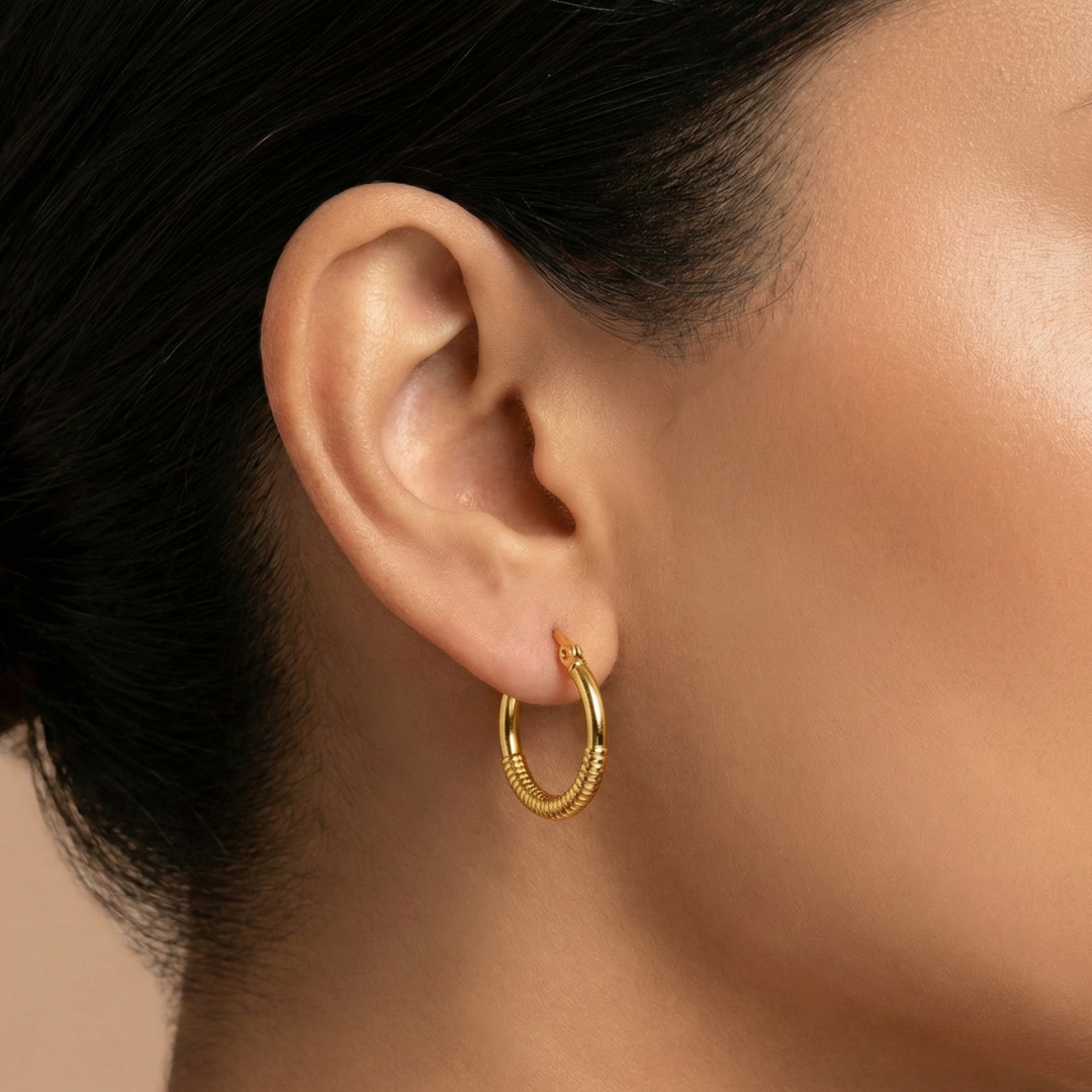 Golden Textured Hoop Earrings