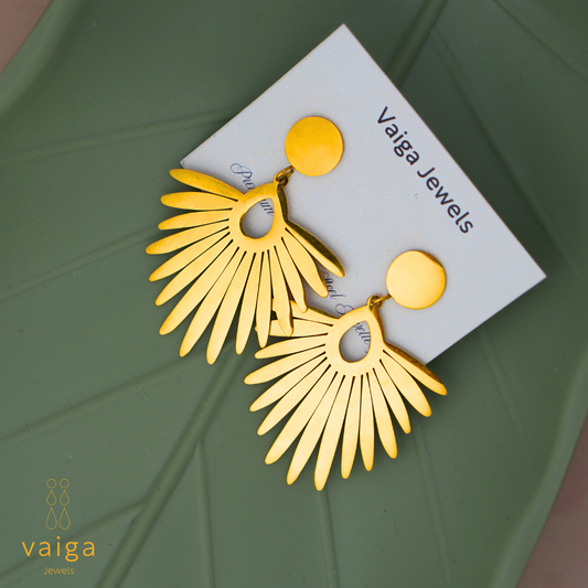Gold Sunburst Statement Earrings – Boho Drop Earrings for Women