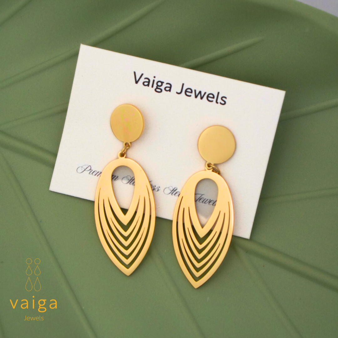 Gold Plated Leaf Drop Earrings  – Lightweight Edition