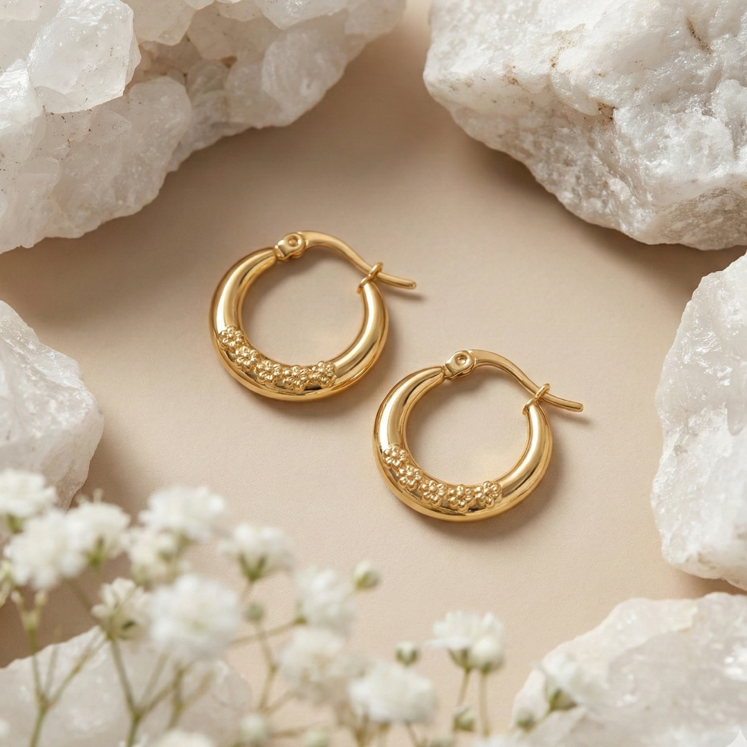 Golden Bloom Hoop Earrings