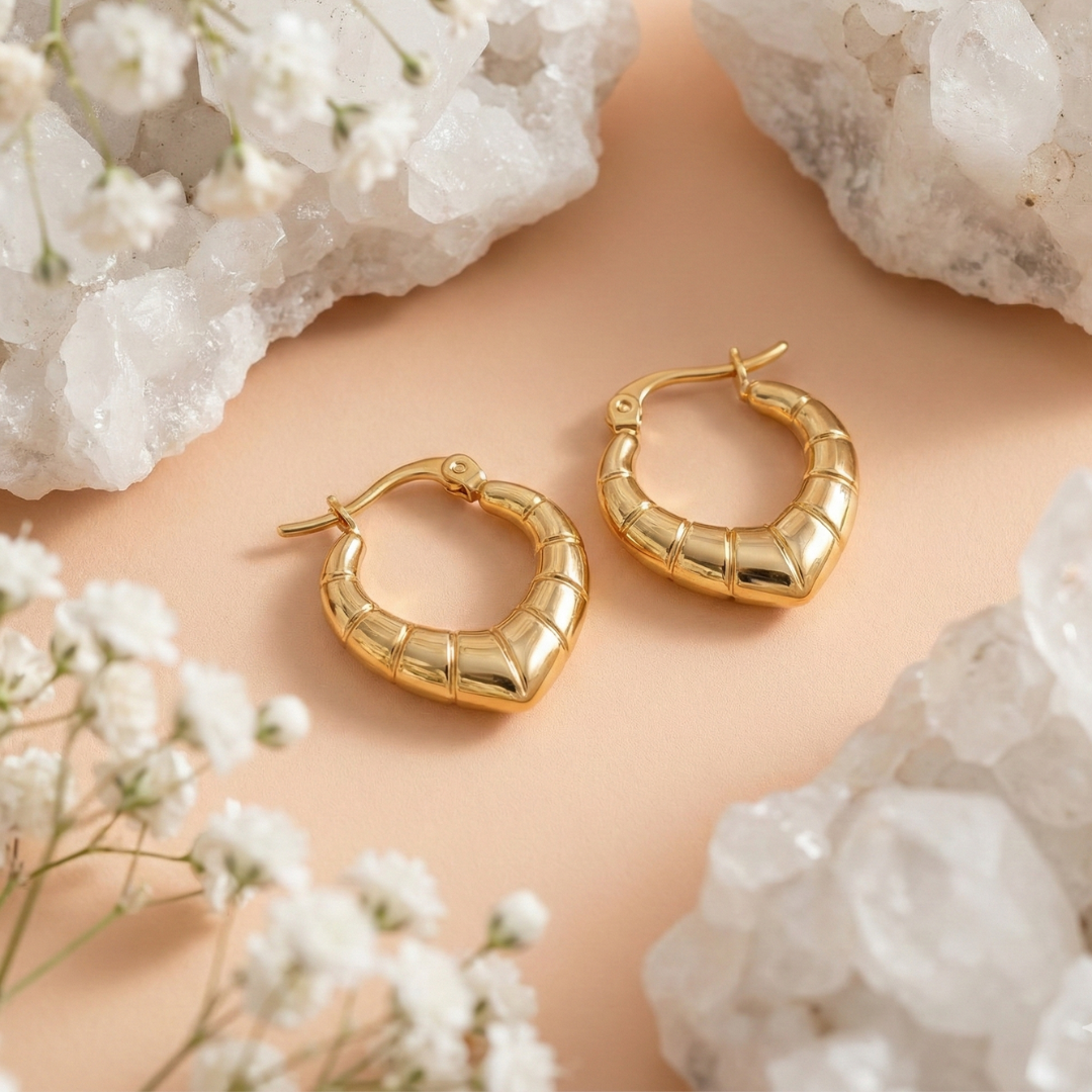 Geometric Heart Hoop Earrings