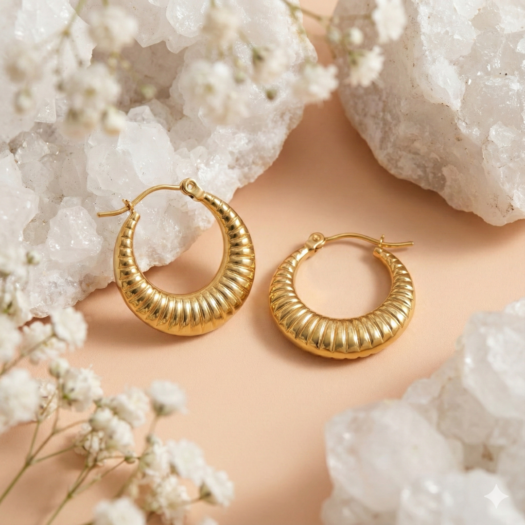 Crescent Textured Hoop Earrings