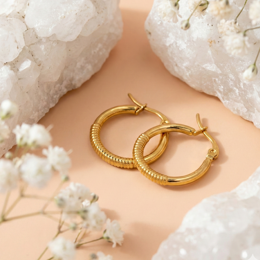 Golden Textured Hoop Earrings