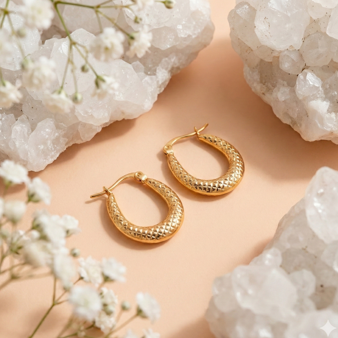 Textured Oval Hoop Earrings