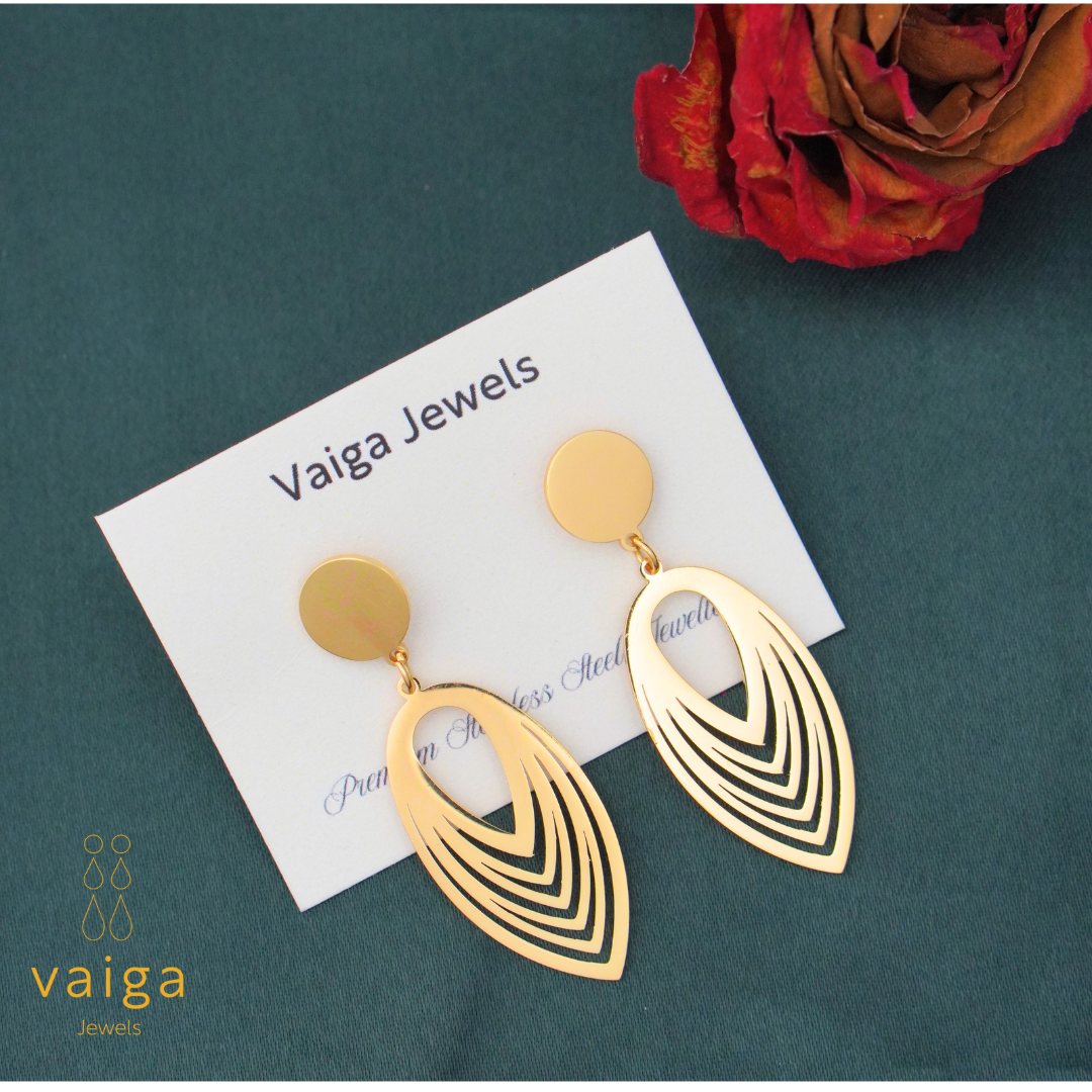 Gold Plated Leaf Drop Earrings  – Lightweight Edition