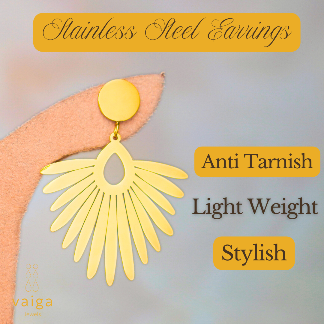 Gold Sunburst Statement Earrings – Boho Drop Earrings for Women
