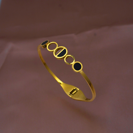Gold-Plated Moon Phase Bangle Bracelet – Minimalist & Elegant