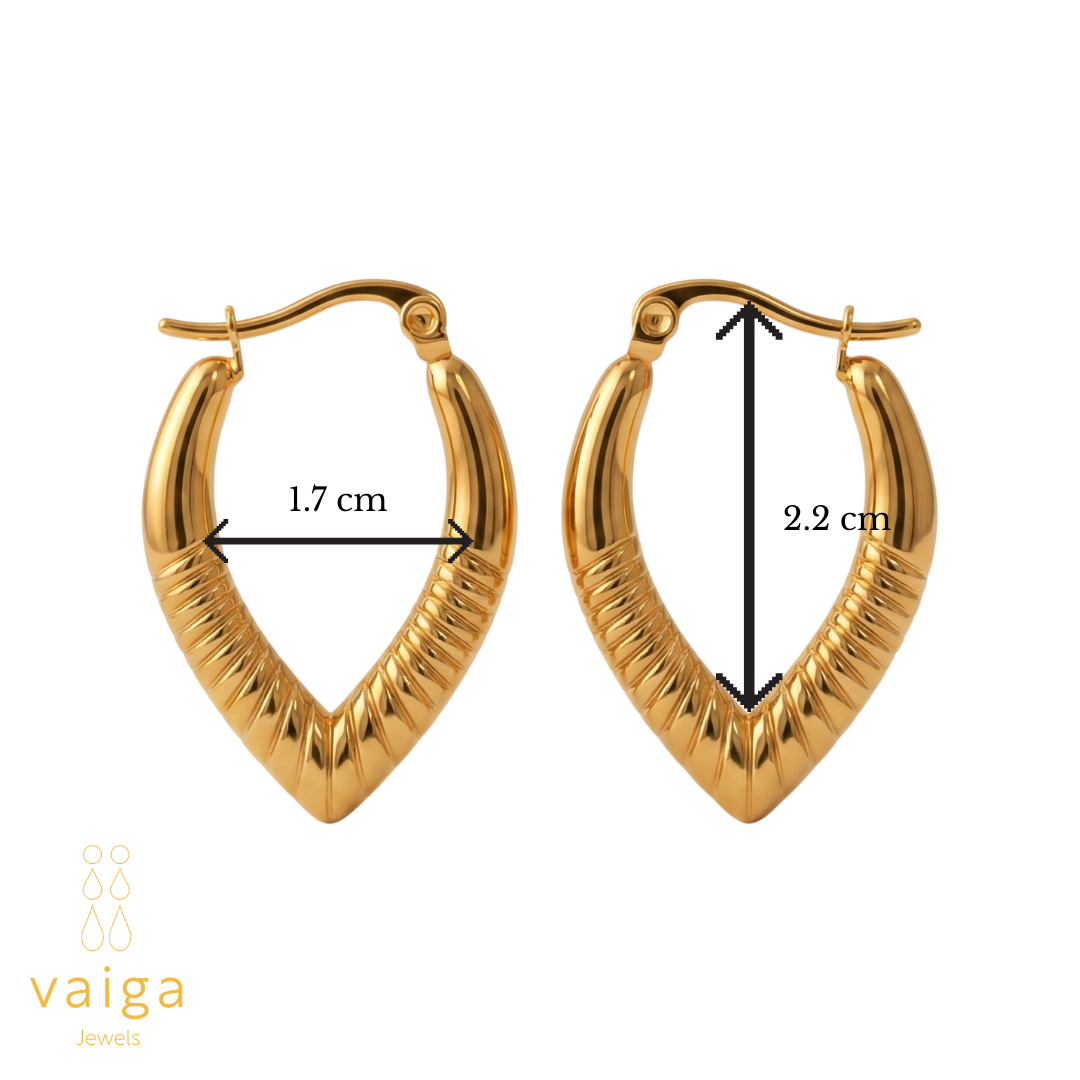Textured V-Shaped Hoop Earrings