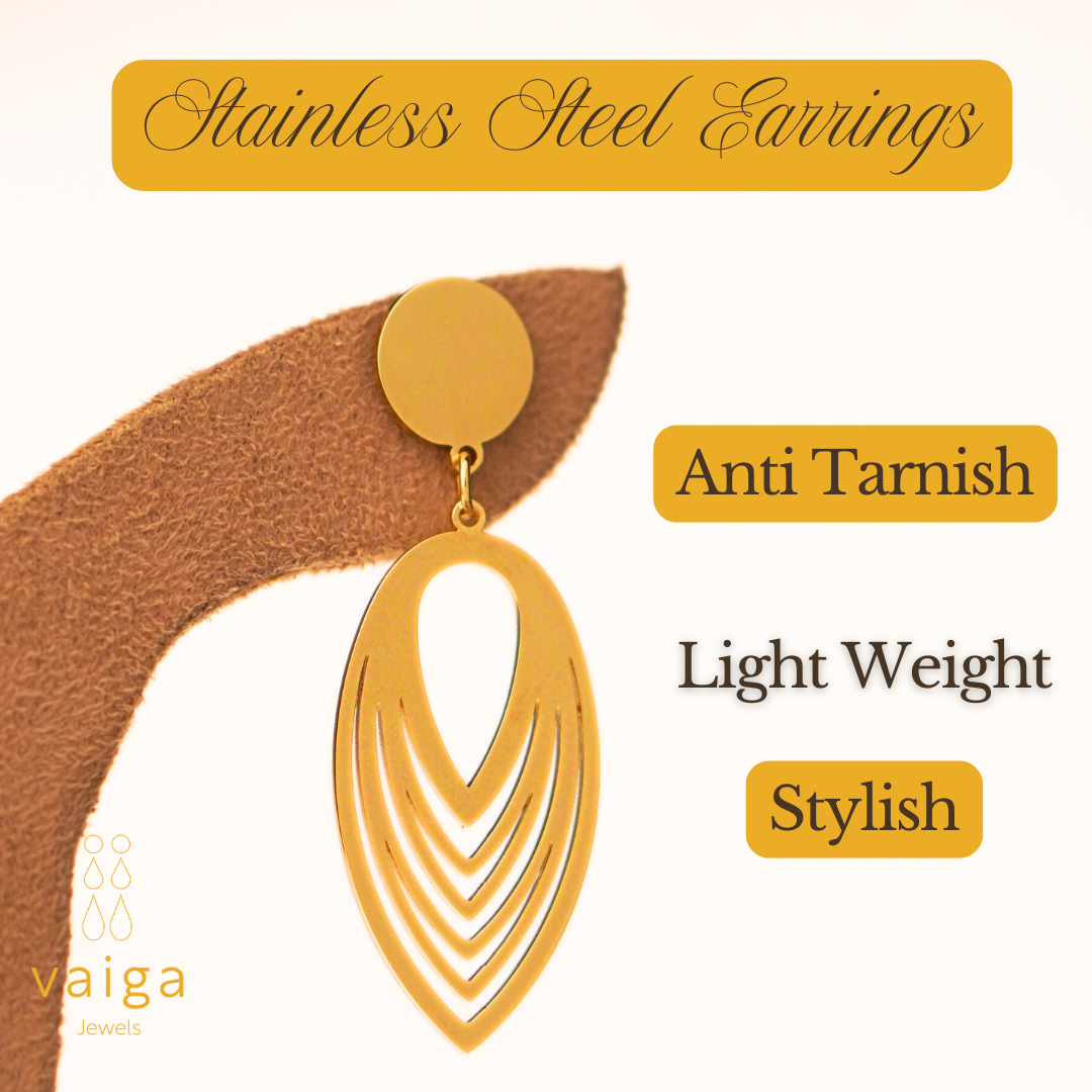 Gold Plated Leaf Drop Earrings  – Lightweight Edition