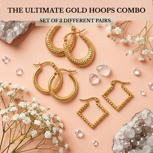 The Ultimate Gold Hoop Combo – Set of 3 Tarnish-Resistant Earrings