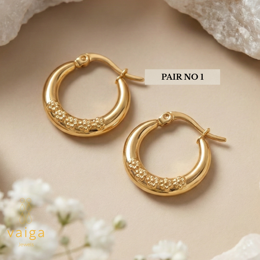 3-in-1 Daily Gold Hoop Collection – Tarnish-Free Chunky & Charm Hoops Set