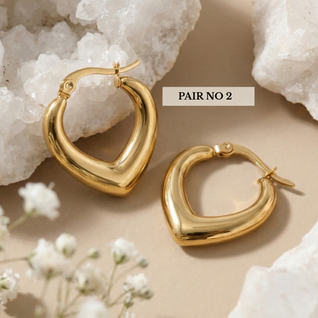3-in-1 Daily Gold Hoop Collection – Tarnish-Free Chunky & Charm Hoops Set