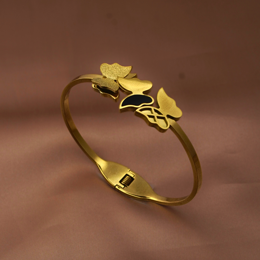 Gold-Plated Butterfly Bangle Bracelet for Women