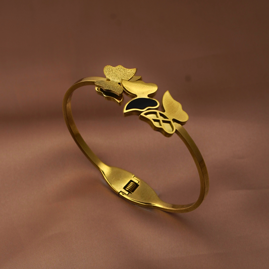 Gold-Plated Butterfly Bangle Bracelet for Women
