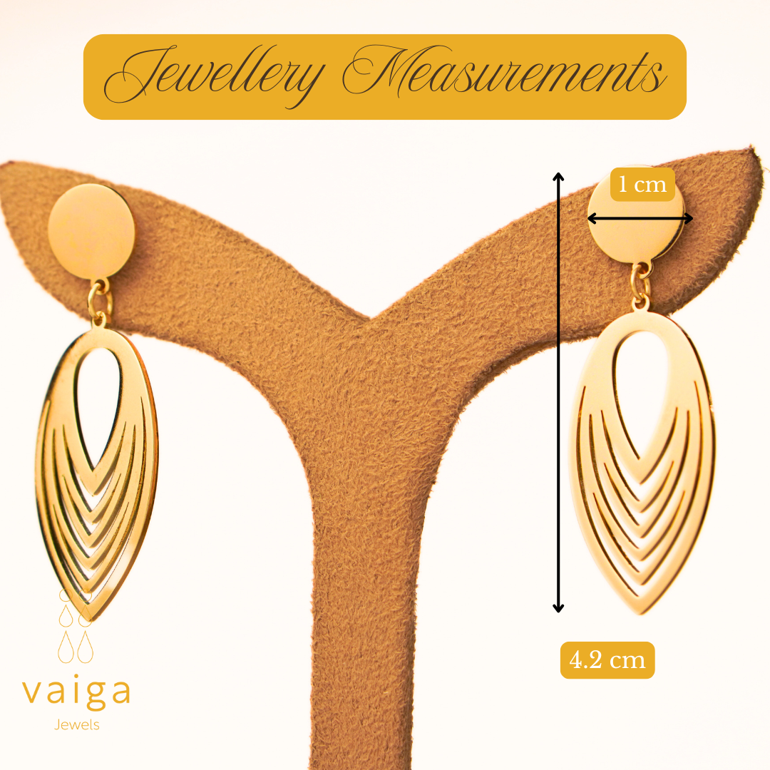 Gold Plated Leaf Drop Earrings  – Lightweight Edition