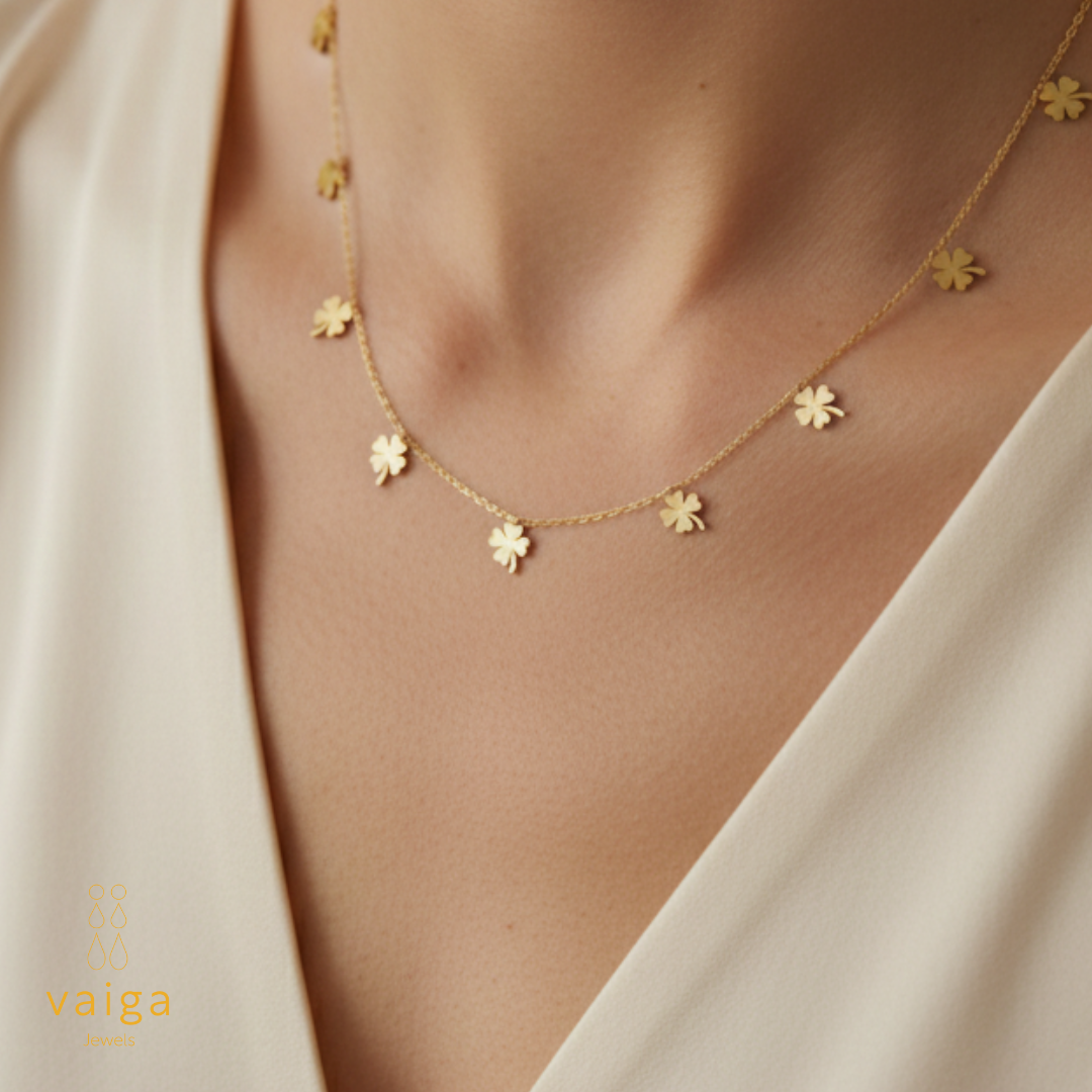 Gold Clover Multi-Charm Necklace