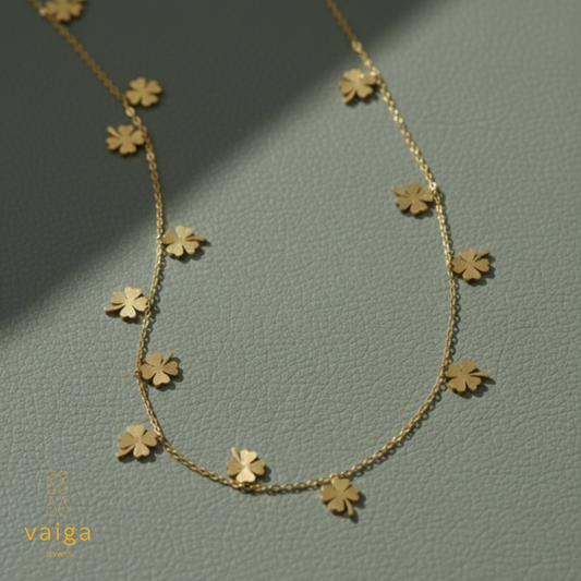 Gold Clover Multi-Charm Necklace