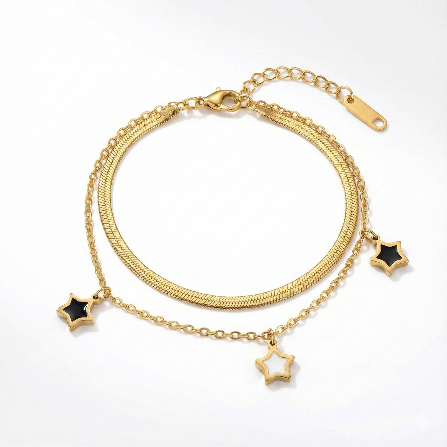 Vaiga Jewels: Layered Star Charm Bracelet| Dainty Stainless Steel Bracelets