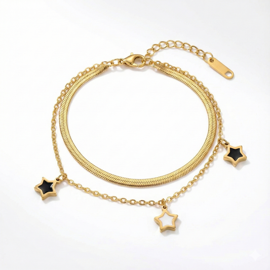 Vaiga Jewels: Layered Star Charm Bracelet| Dainty Stainless Steel Bracelets