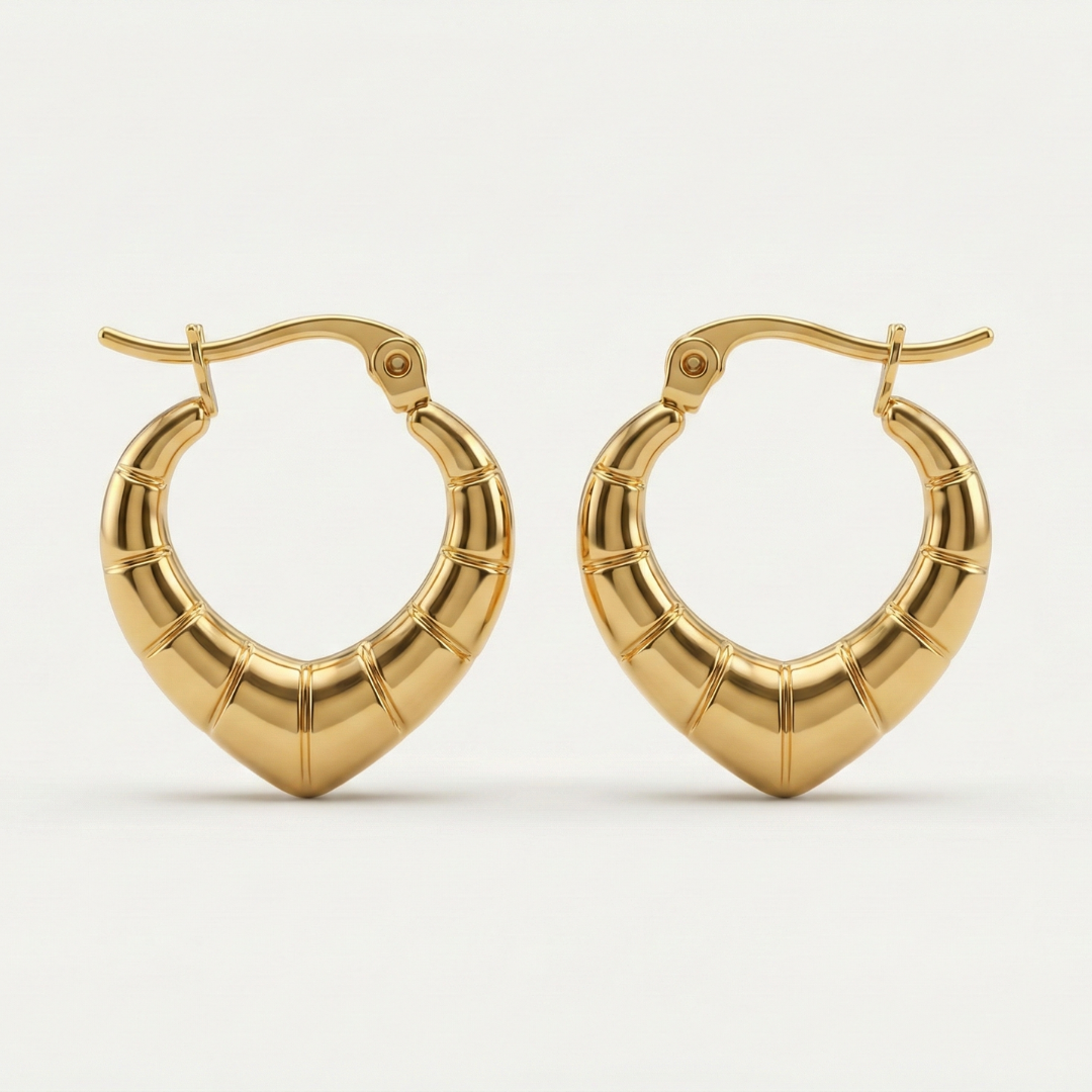 Geometric Heart Hoop Earrings