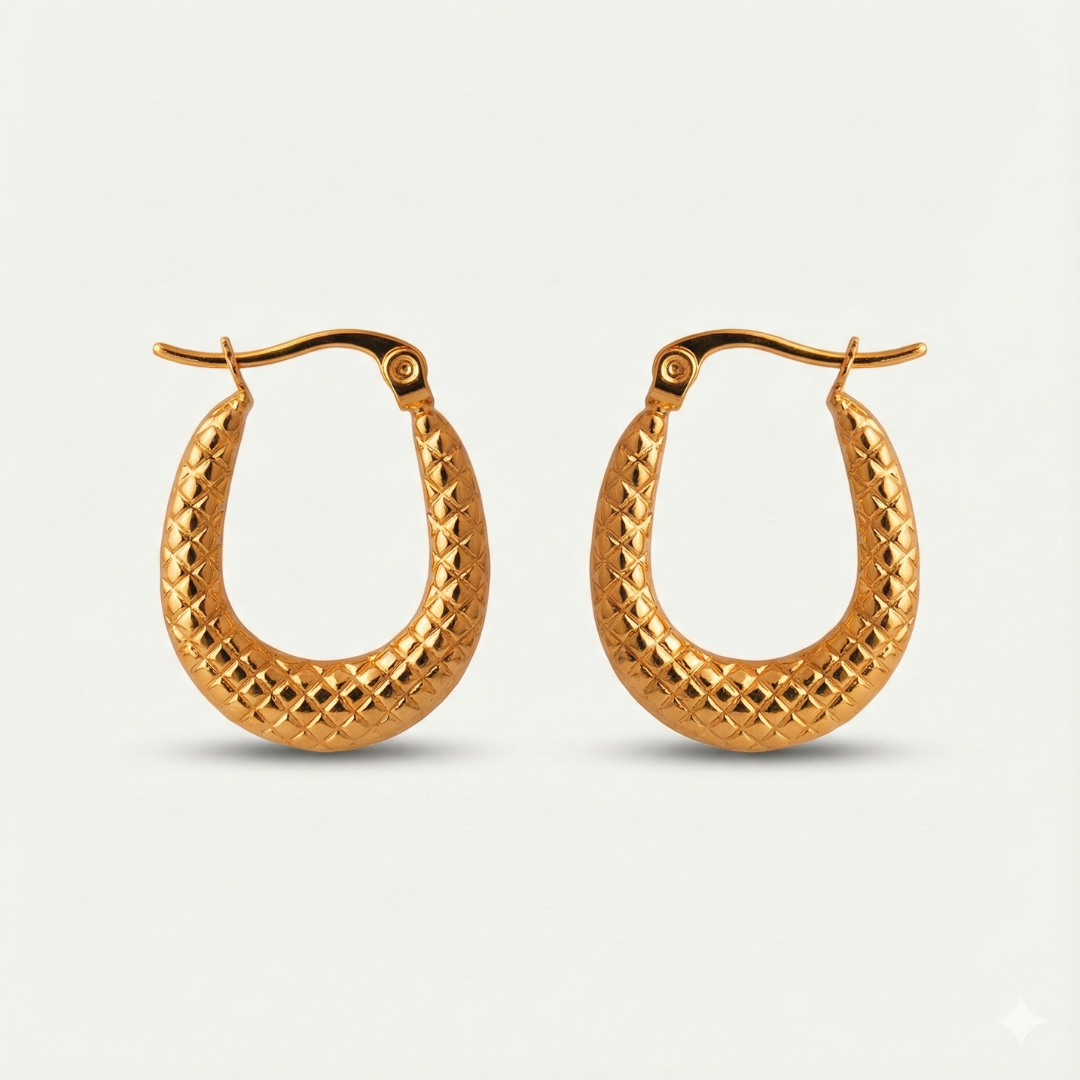 Textured Oval Hoop Earrings