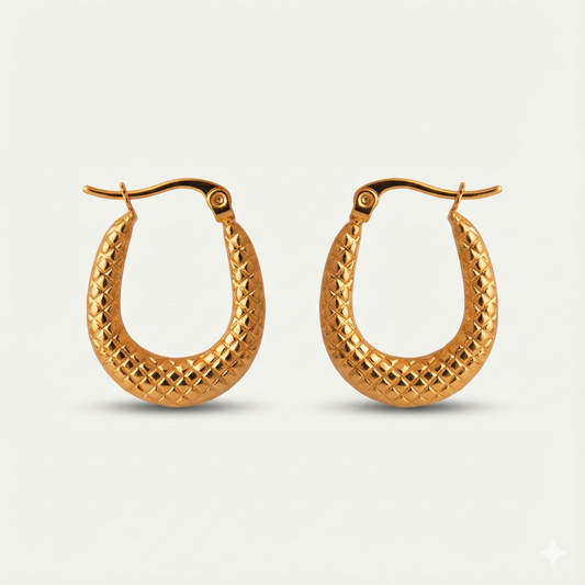 Textured Oval Hoop Earrings