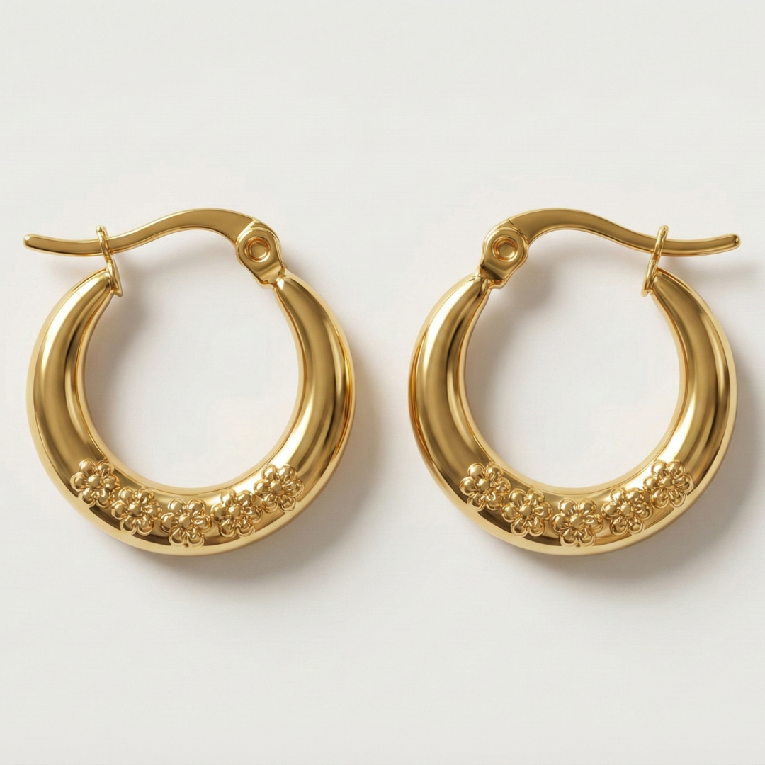 Golden Bloom Hoop Earrings