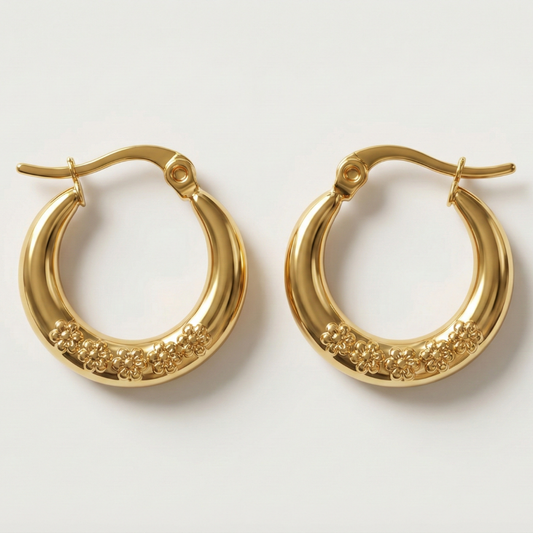 Golden Bloom Hoop Earrings