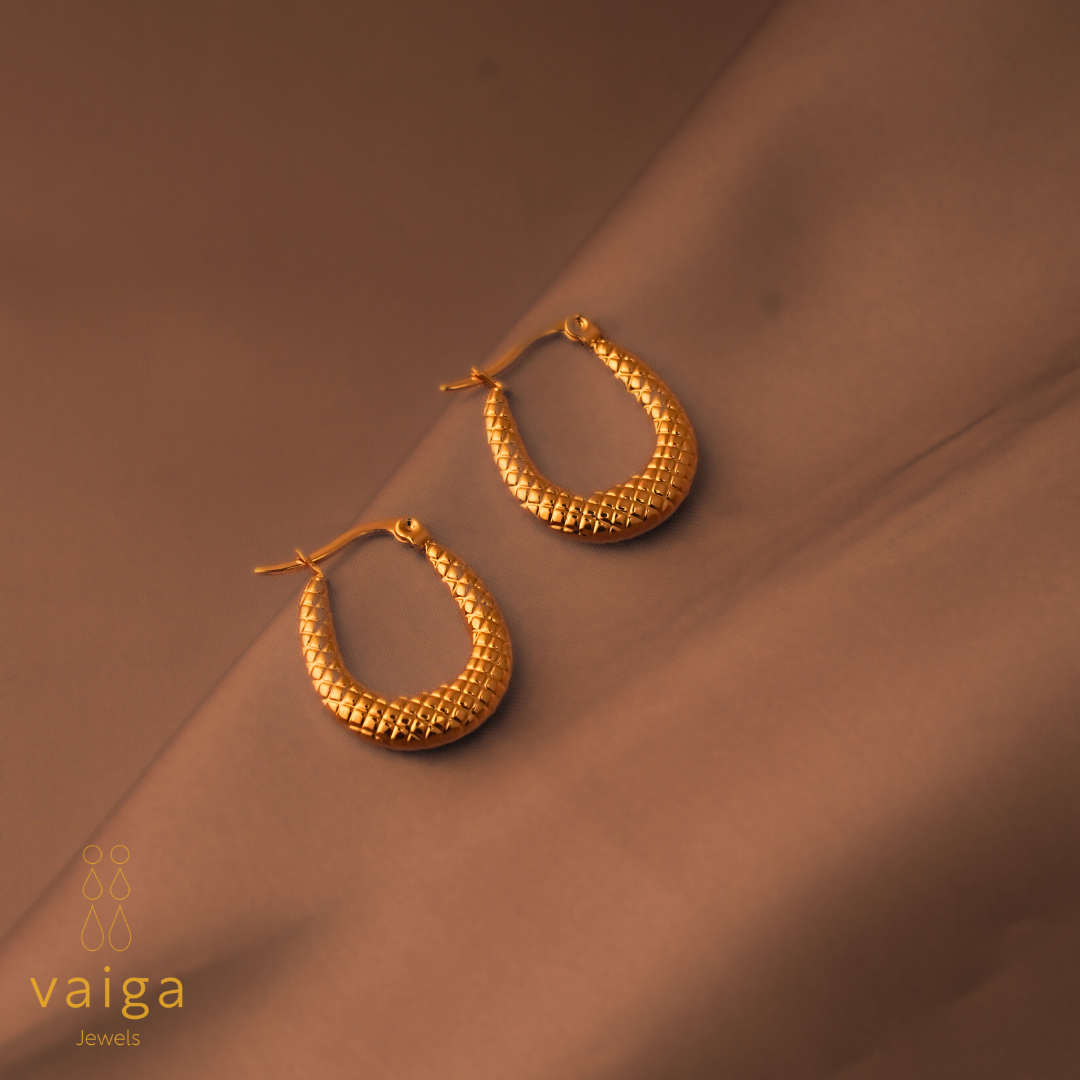 Textured Oval Hoop Earrings