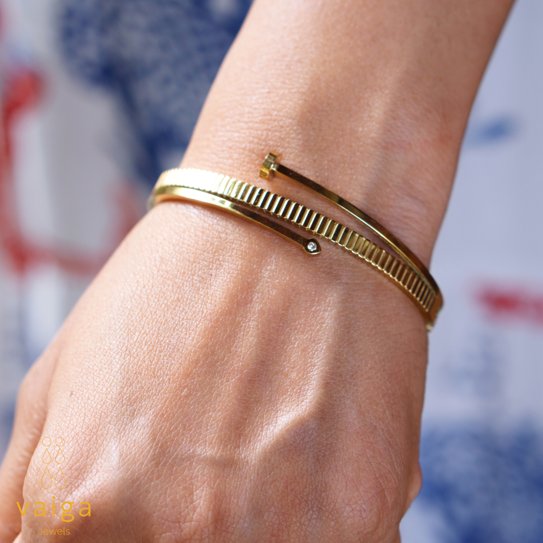 Vaiga Jewels Nail-Head Cuff Bracelet – Matte Gold Finish