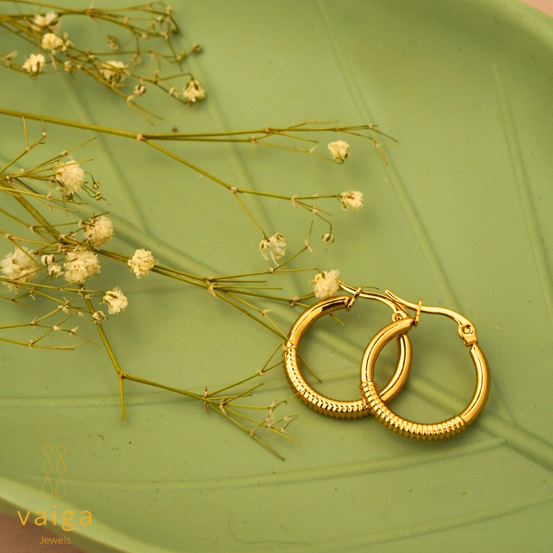 Golden Textured Hoop Earrings