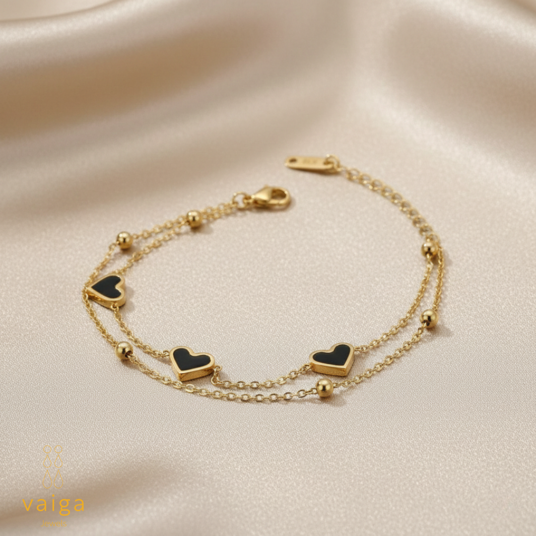 Gold Double Layer Heart Bracelet