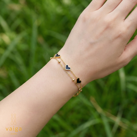 Gold Double Layer Heart Bracelet