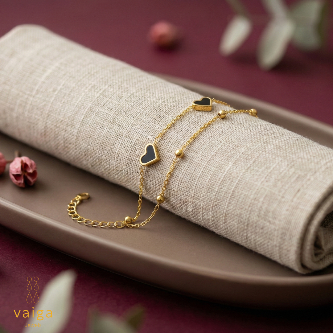 Gold Double Layer Heart Bracelet