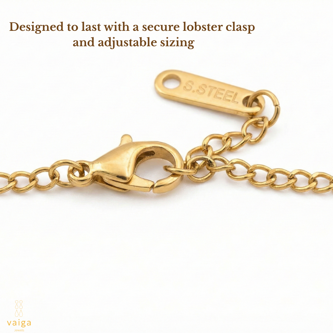 Minimalist Black Enamel & Roman Numeral Charm Layered Bracelet