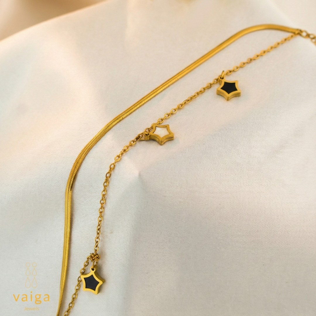 Vaiga Jewels: Layered Star Charm Bracelet| Dainty Stainless Steel Bracelets