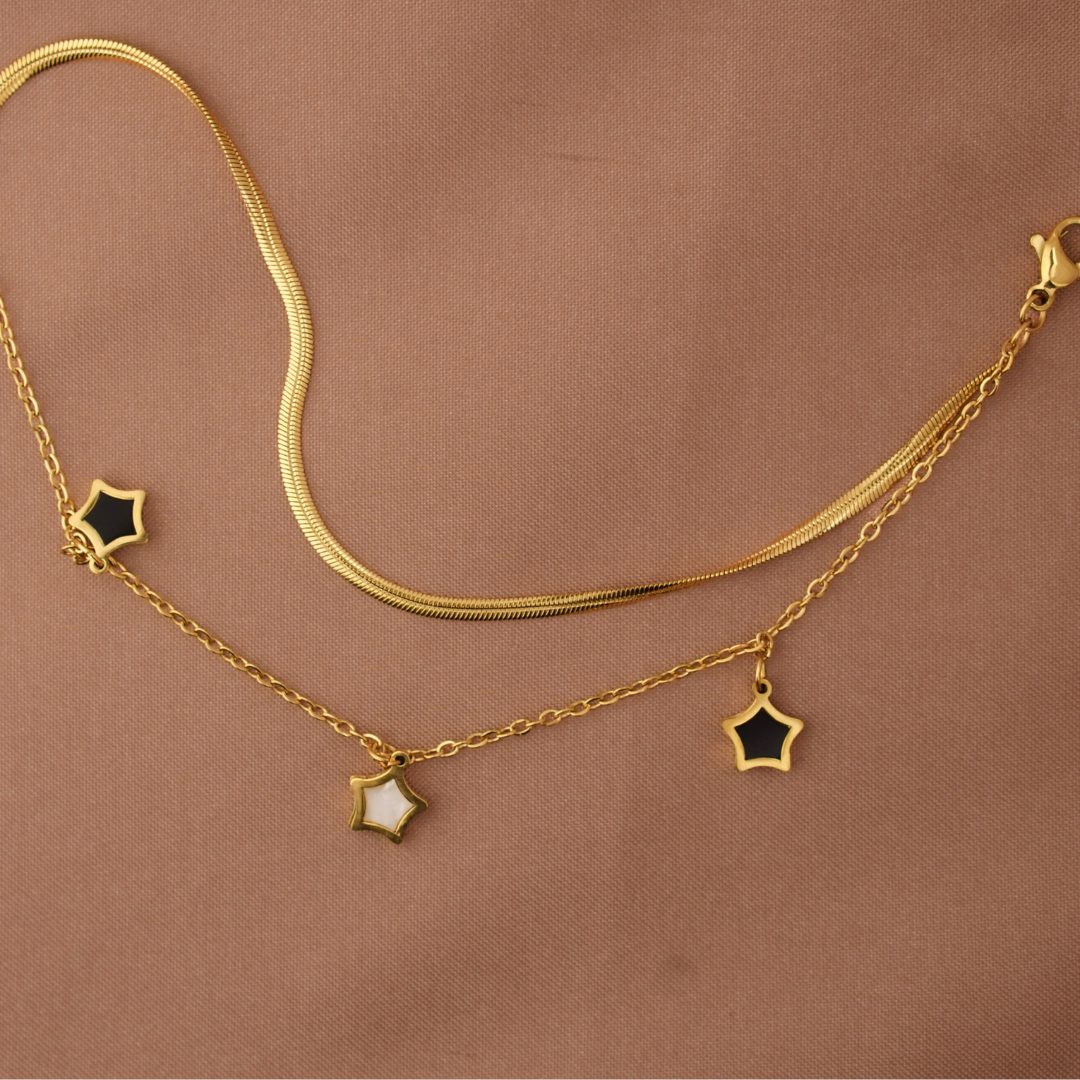 Vaiga Jewels: Layered Star Charm Bracelet| Dainty Stainless Steel Bracelets