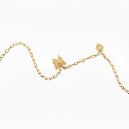 Vaiga Jewels: Dainty Gold Butterfly & Heart Bracelet