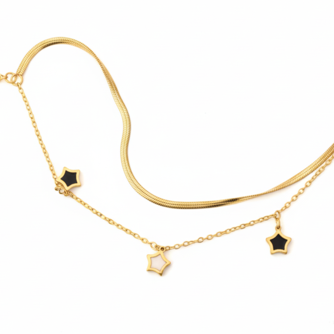 Vaiga Jewels: Layered Star Charm Bracelet| Dainty Stainless Steel Bracelets