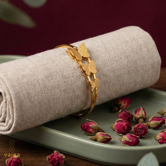 Gold-Plated Leaf Motif Bracelet