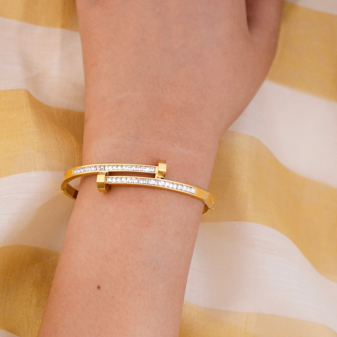 Gold-Toned CZ Stone Bracelet – Onam Collection